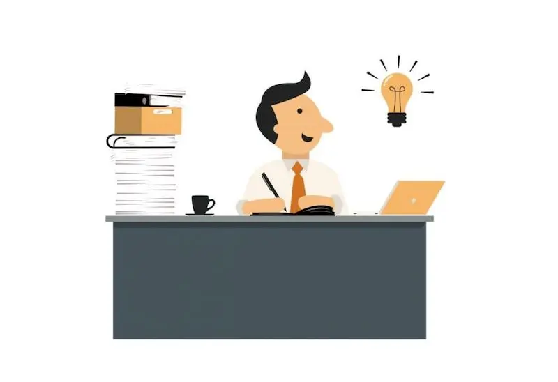 vector, idee, birou, serviciu