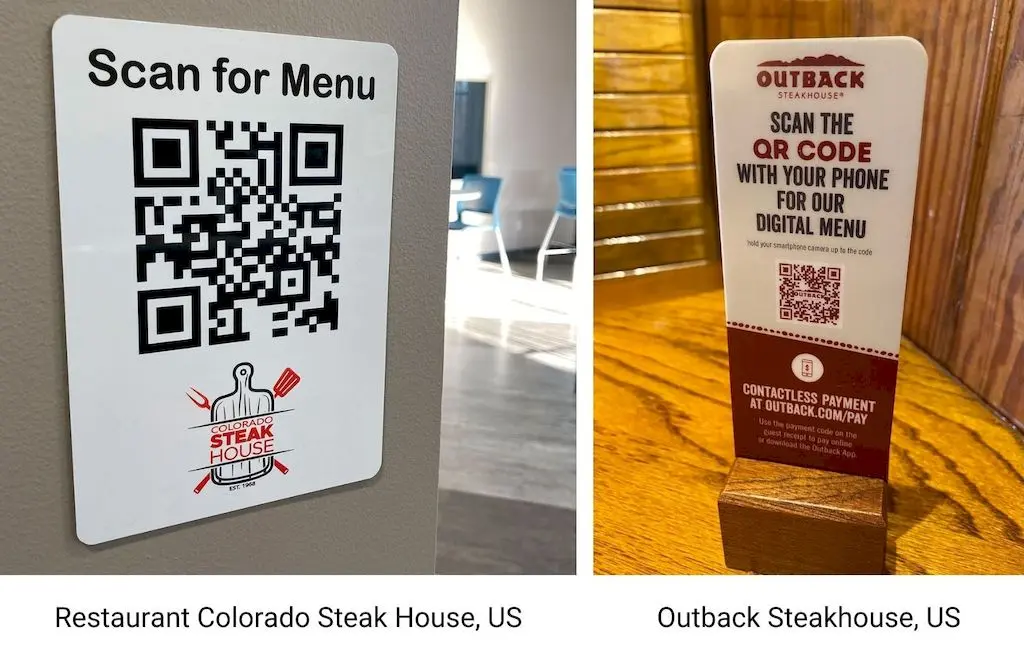 meniu qr, exemple de plasare in restaurante