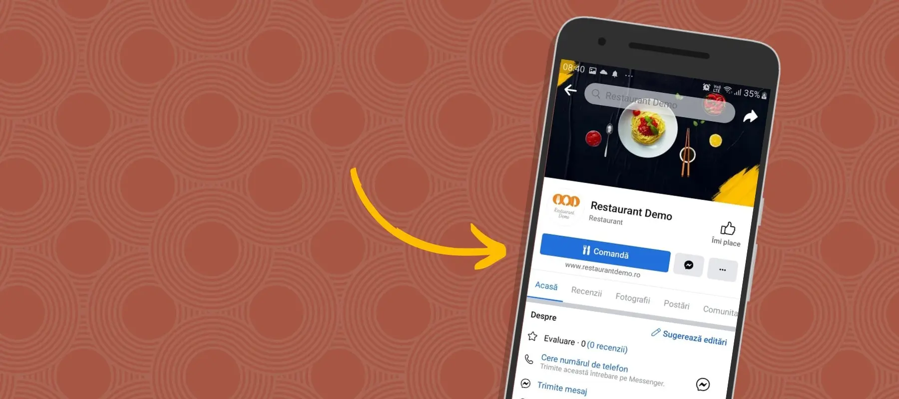 buton comanda facebook pentru restaurante