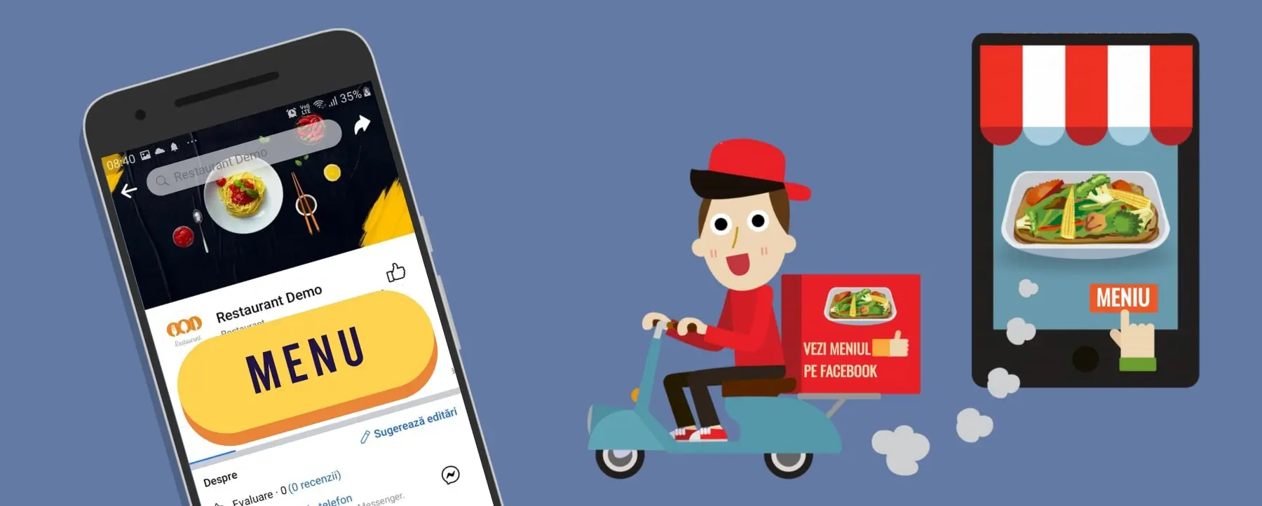 infografic cum adaugi meniul pe facebook in pagina restaurantului