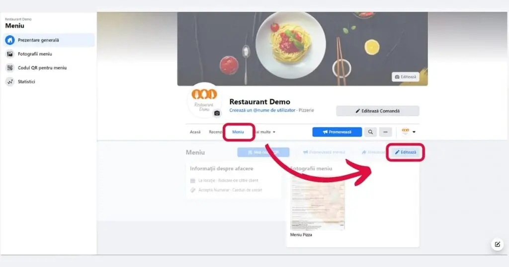 cum editezi meniul pe facebook
