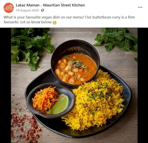 idei postari social media restaurante, anunta optiunile vegetariene, vegane, de post