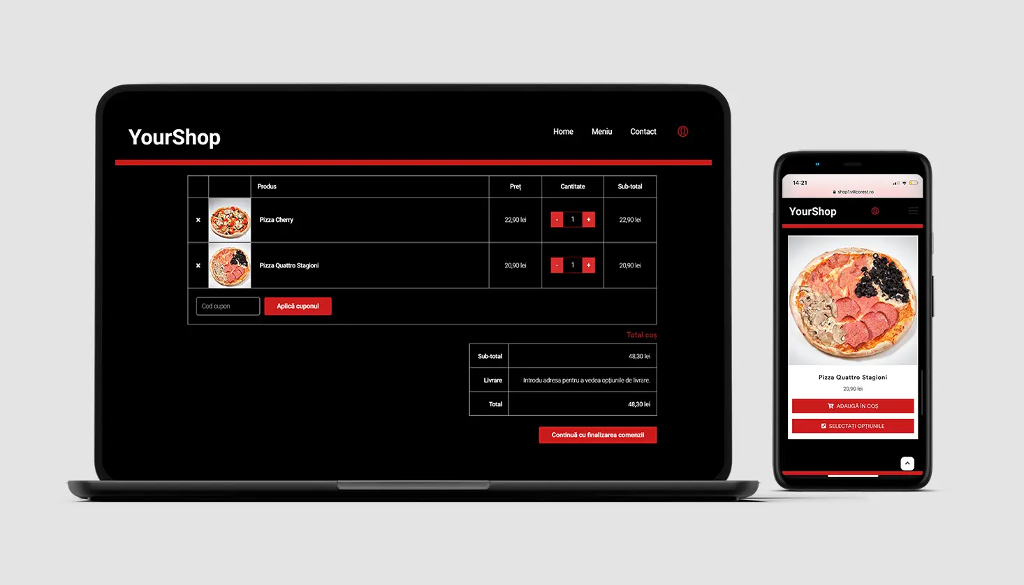 realizare magazin online, responsive, laptop si smartphone, preview