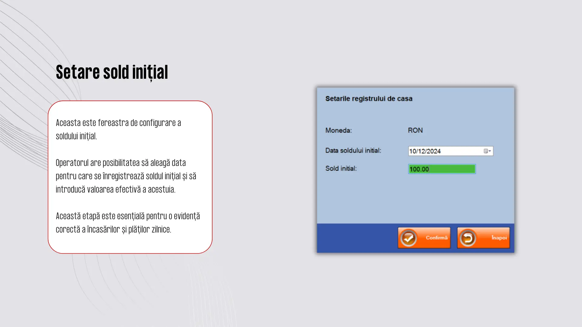 setare sold initial in registrul de casa digital vilicorest, screenshot